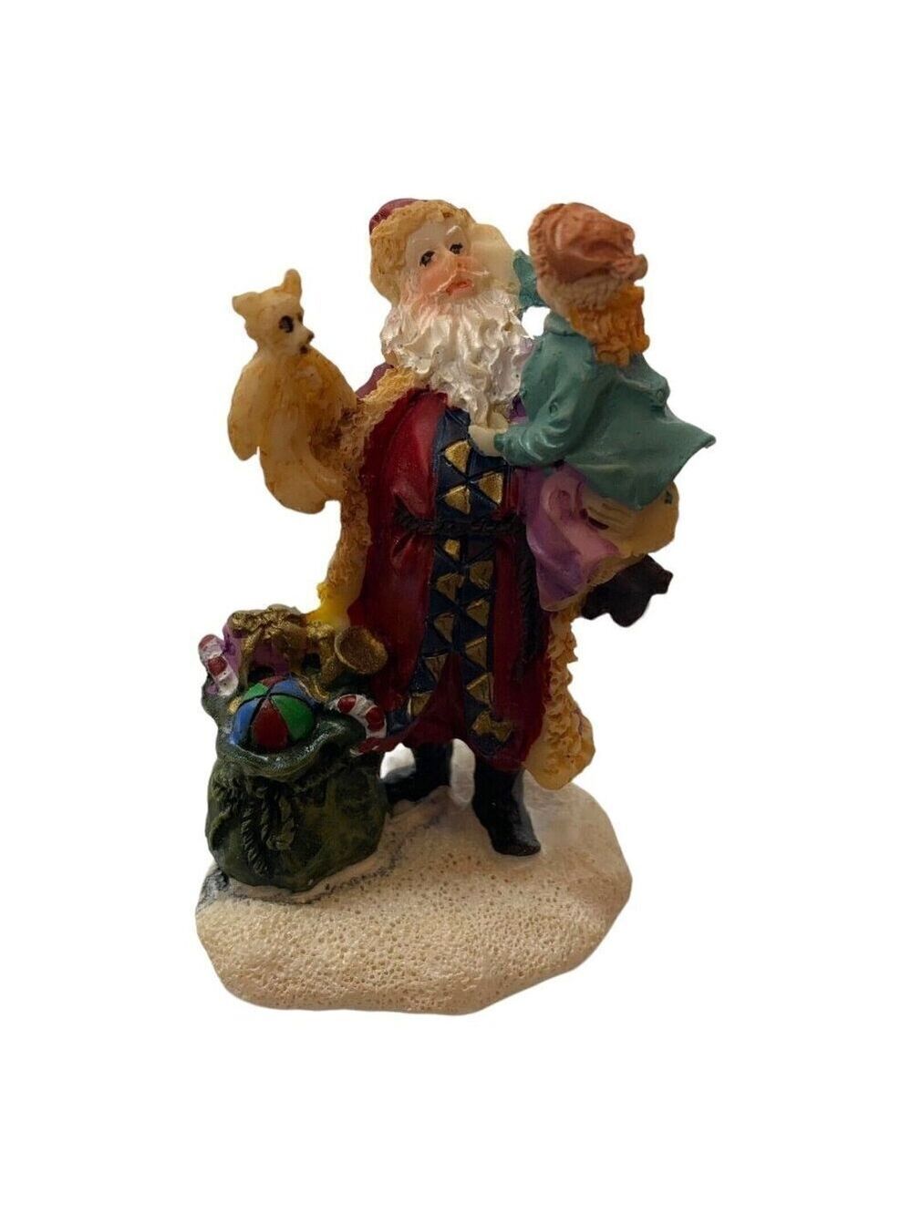 Santa Claus Child Figurine Holiday Decor 2.5in Christmas Village Vintage